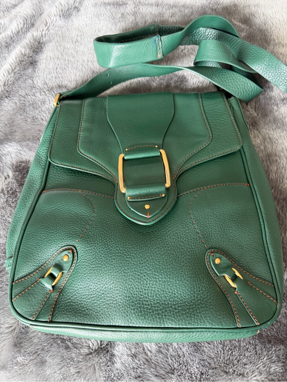 Cole Haan jade green crossbody leather satchel